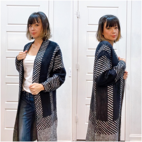 Cozy Color Block Stripes Fuzzy Open Front Cardigan - Picture 9 of 12